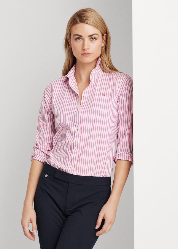 Women's Ralph Lauren Easy Care Striped Cotton Shirts | 018397LHV